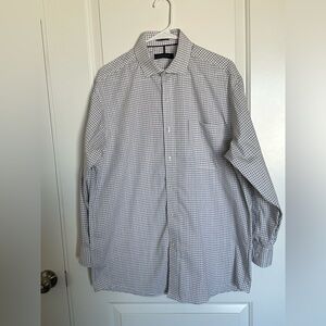 Tommy Hilfiger Men’s Cotton Button Down Shirt – Windowpane Pattern (Size L)